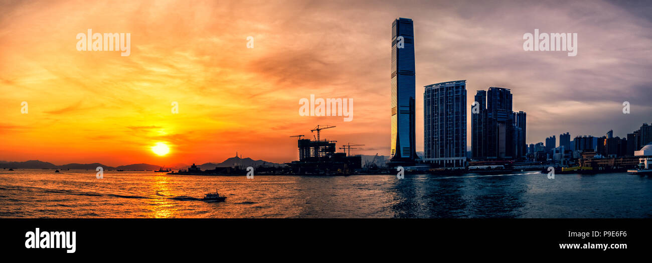 Sunset of Victoria Harbor of Hong Kong Stock Photo - Alamy
