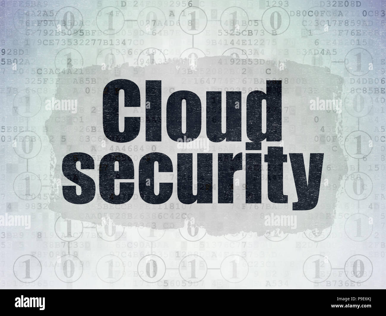Cloud networking concept: Painted black text Cloud Security on Digital Data Paper background with  Scheme Of Binary Code Stock Photo