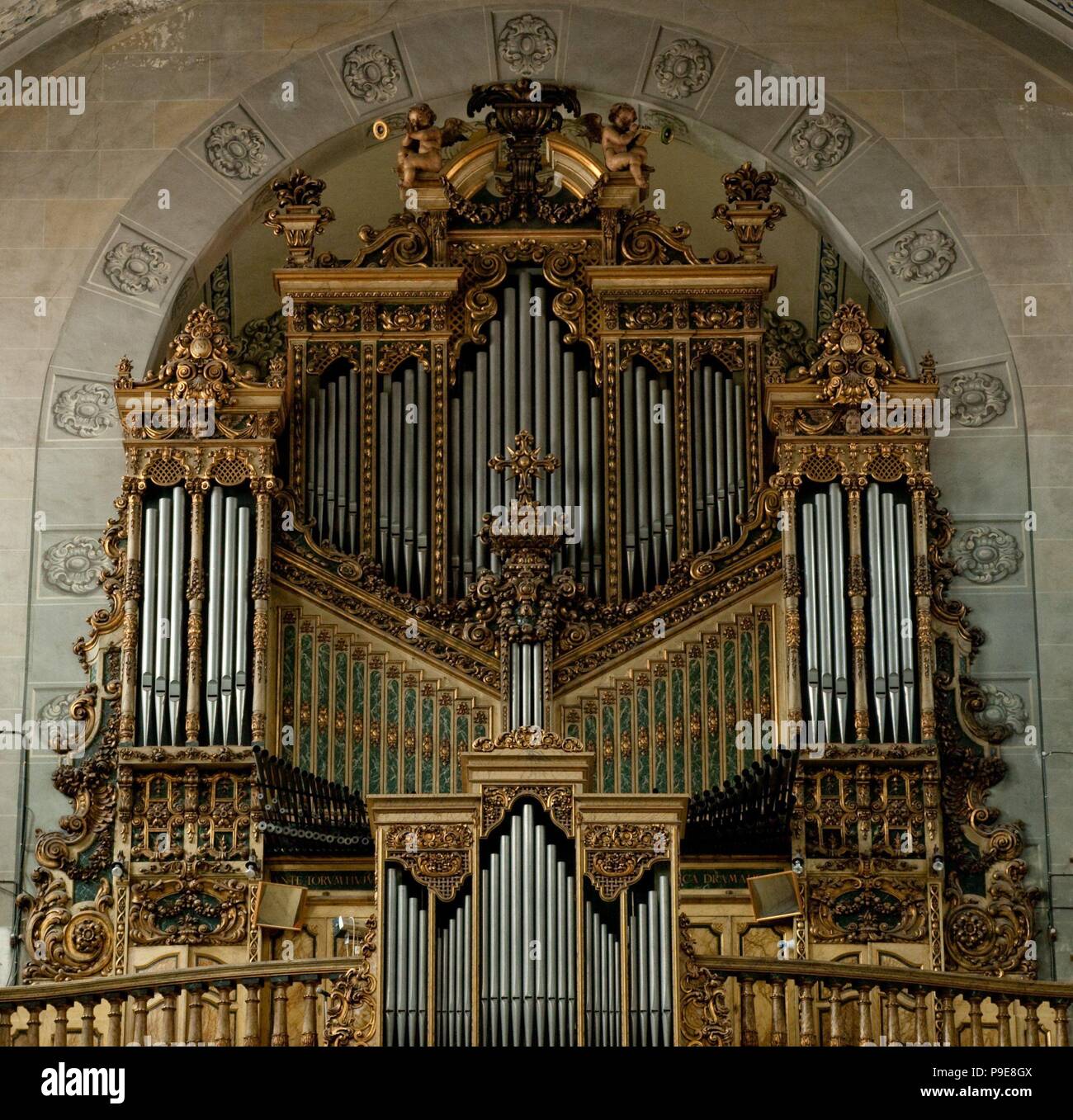 Organ of the church of Santa María de Mataró, 18th-20th century. Stock Photo