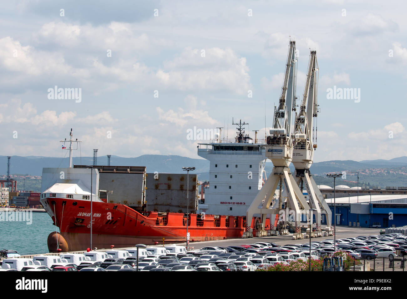 Port container transport, shipping Stock Photo
