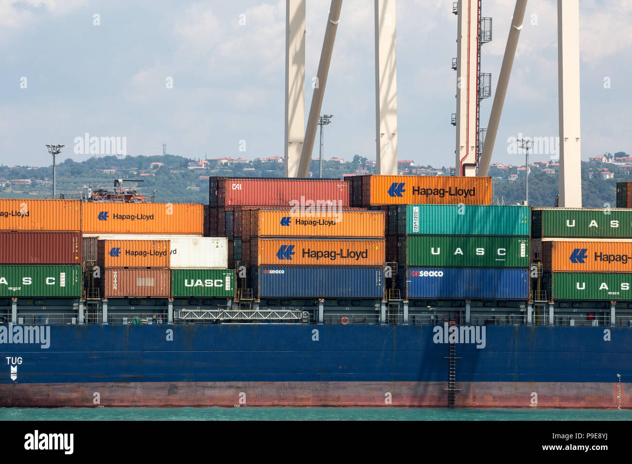 Port container transport, shipping Stock Photo