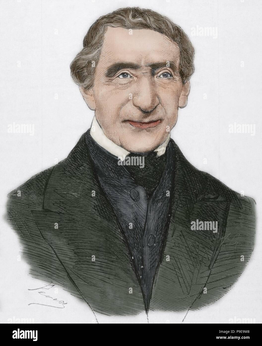 Johann Ignaz von Dollinger (1799-1890). German theologian and historian. Portrait. Engraving by Arturo Carretero. 'La Ilustracion Espanola y Americana', 1872. Colored. Stock Photo