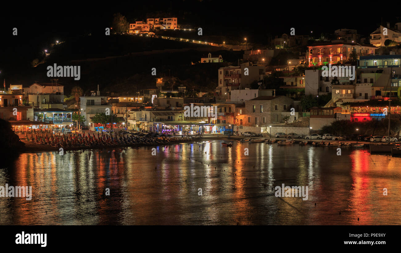 Bali village at night, Crete, Greece Stock Photo