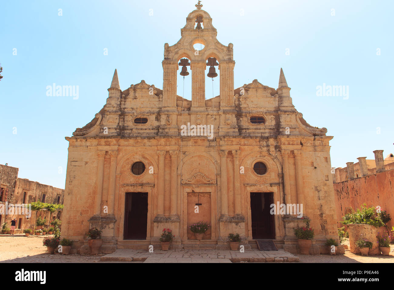 Front view of Arkadi Monastery, Arkadi, Crete, Greece, Europe Stock Photo