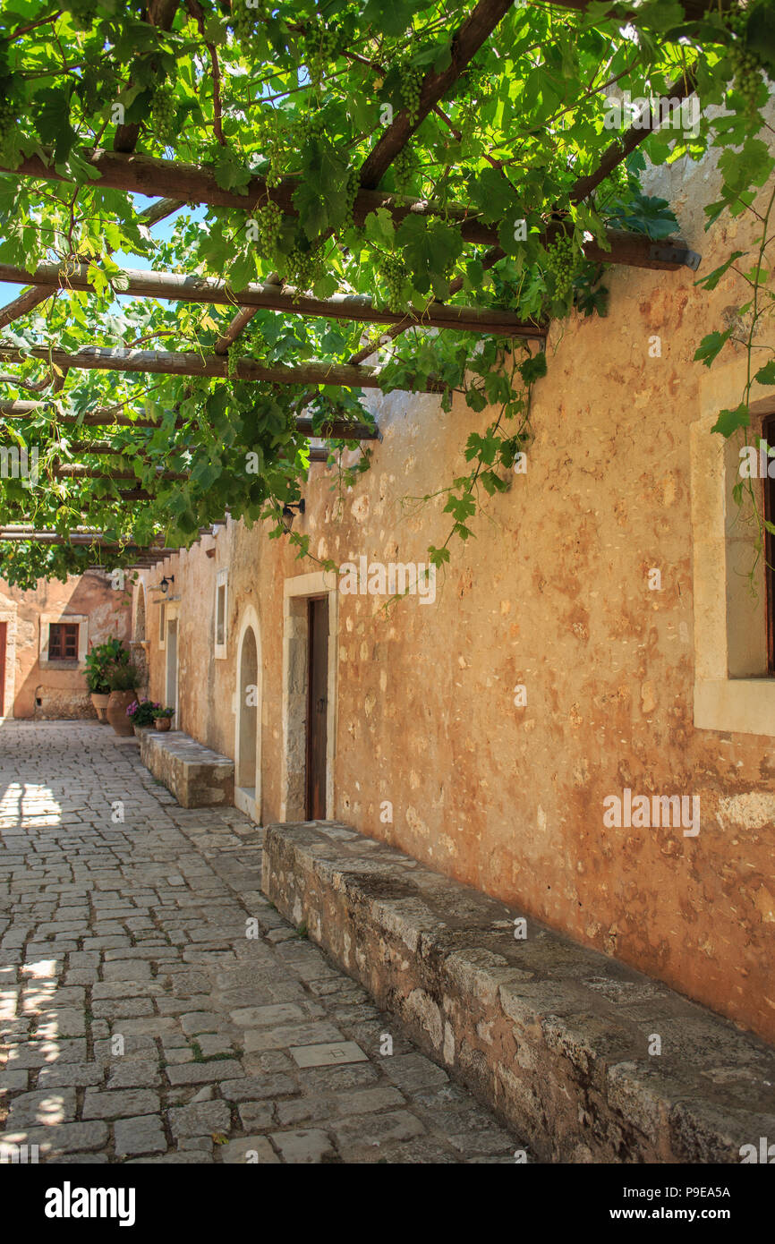 Inner garden monastery of Arkadi, Crete Greece Stock Photo