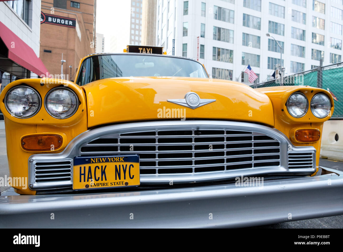 New York Hack yellow vintage taxi Stock Photo