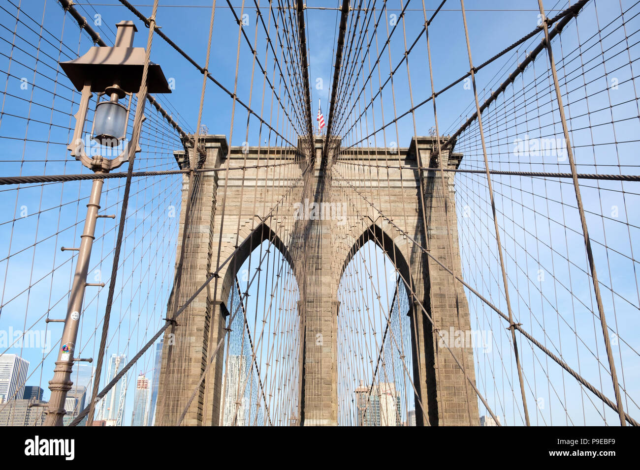 Elevated view of Brooklyn Bridge New York Stock Photo