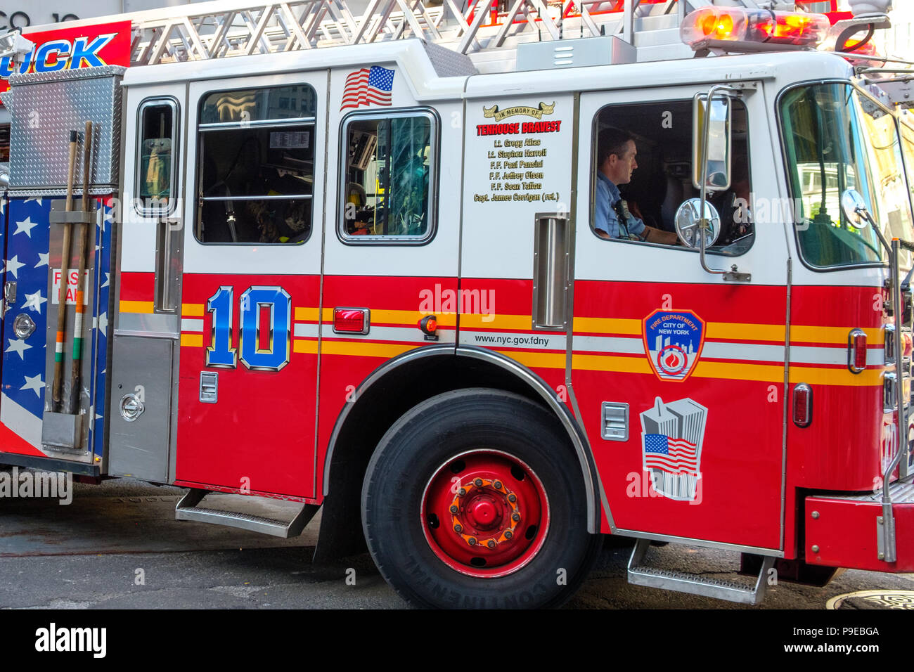New York fire truck from FDNY Engine Company 10, first response station during 911 Stock Photo