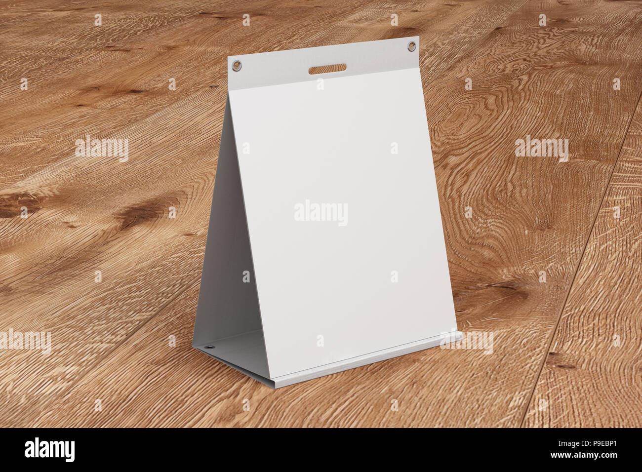 Blank tabletop selfstick flipchart pad standing isolated with clipping