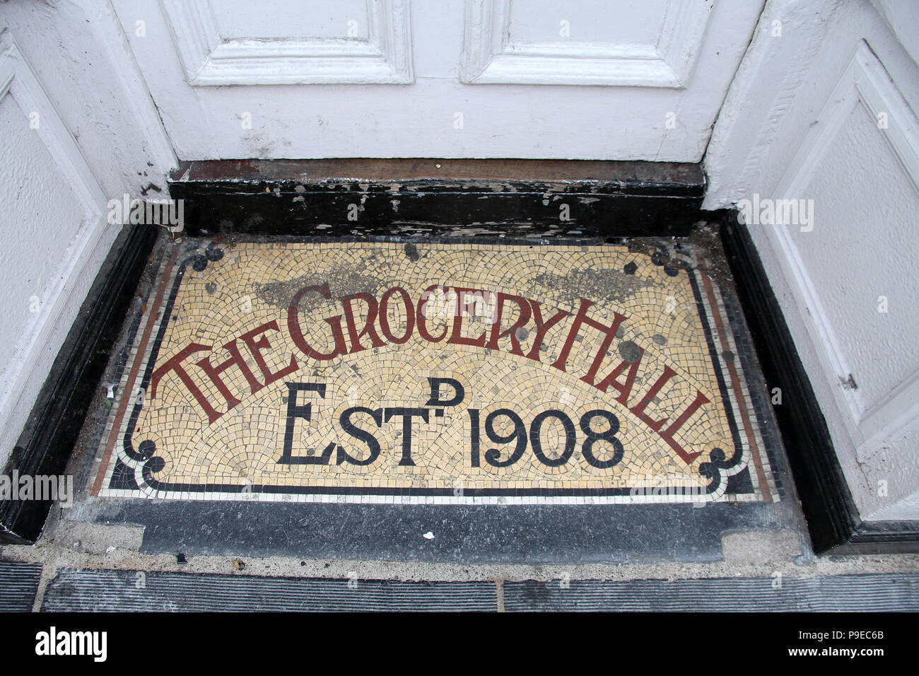 The Grocery Hall doorstep in Kilkenny Stock Photo Alamy