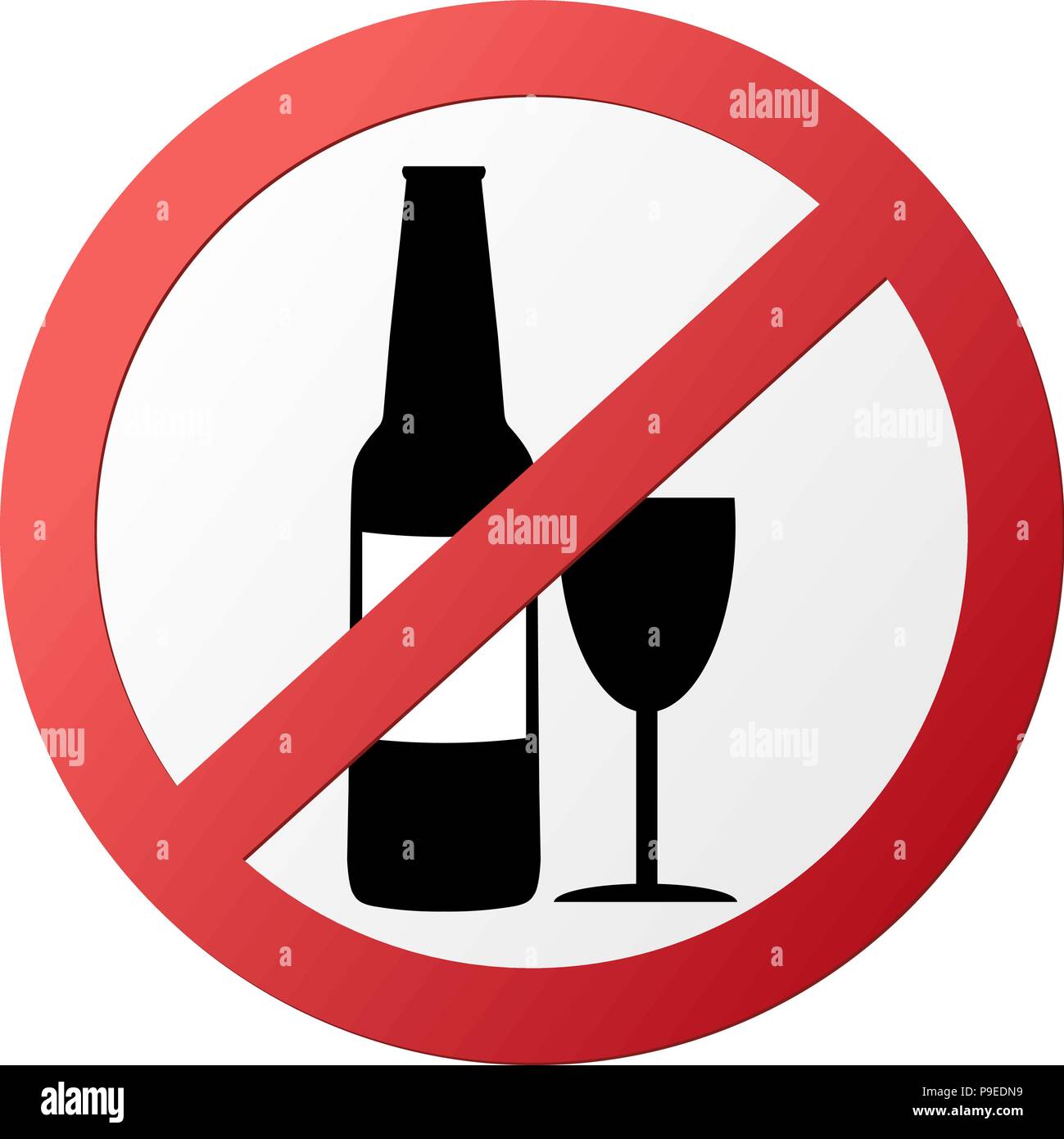 empty round no drinking red ban sign Stock Vector