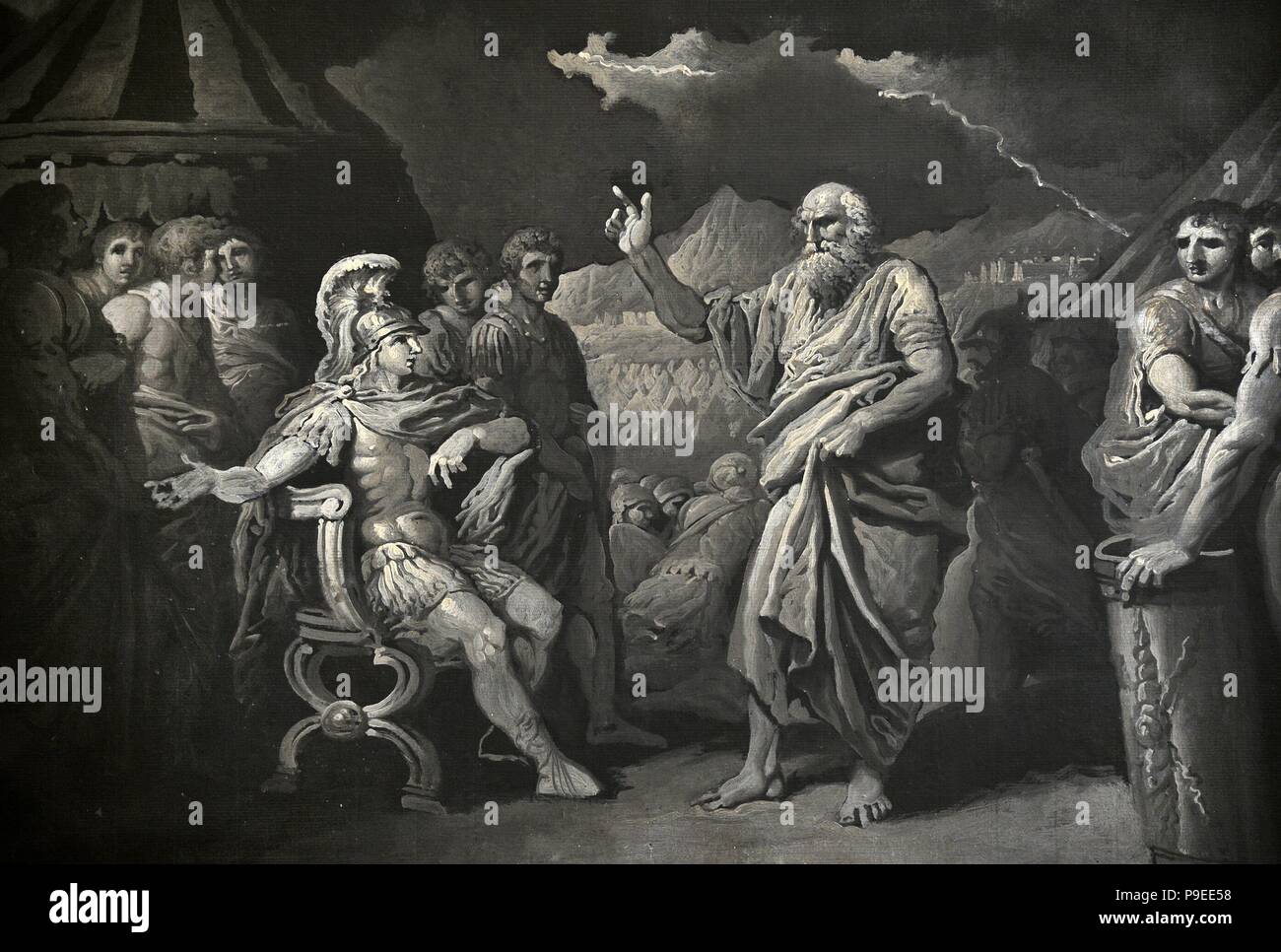 Franciszek Smuglewicz (1745-1807). Polish-Lithuanian painter. Calchas explaining the Reason of Apollo's anger to Achilles. Vilnius Picture Gallery. Stock Photo