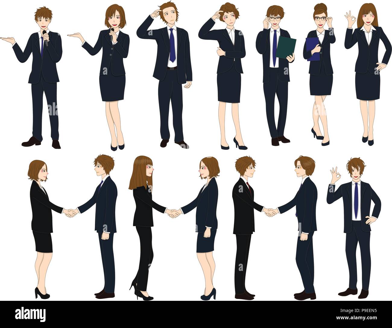 Set Cartoon Business People isolated on White Background No.2. Vector ...
