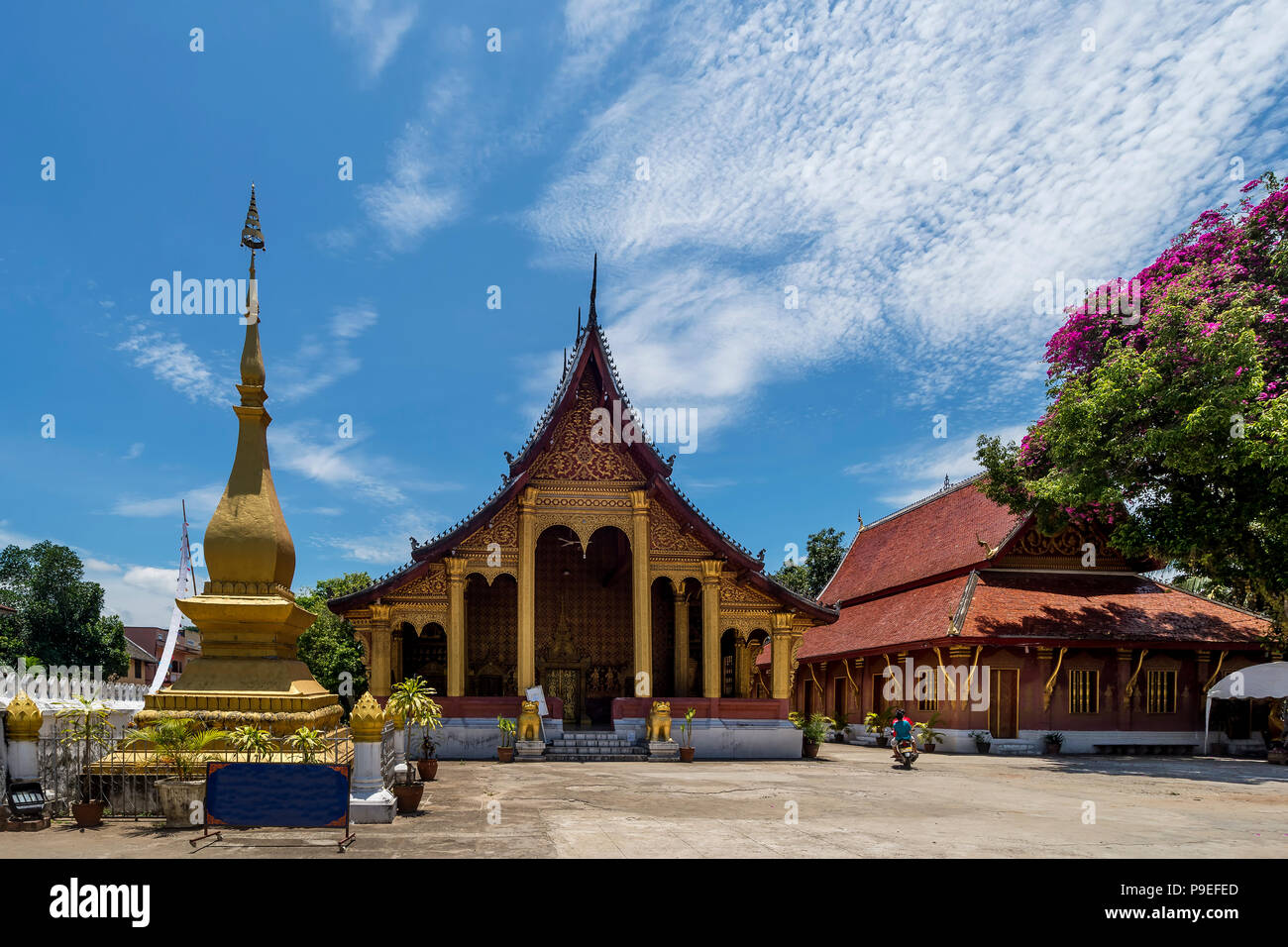Beautiful view of the famous Wat Sensoukharam temple in Luang Prabang ...