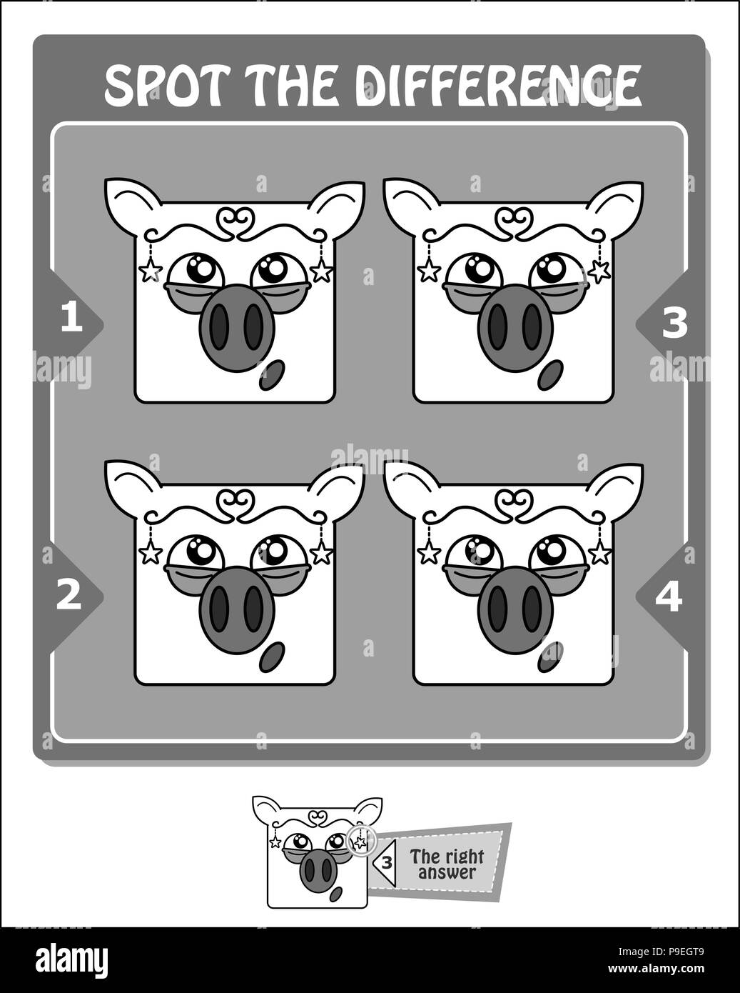 Spot the difference puzzle Black and White Stock Photos & Images - Alamy