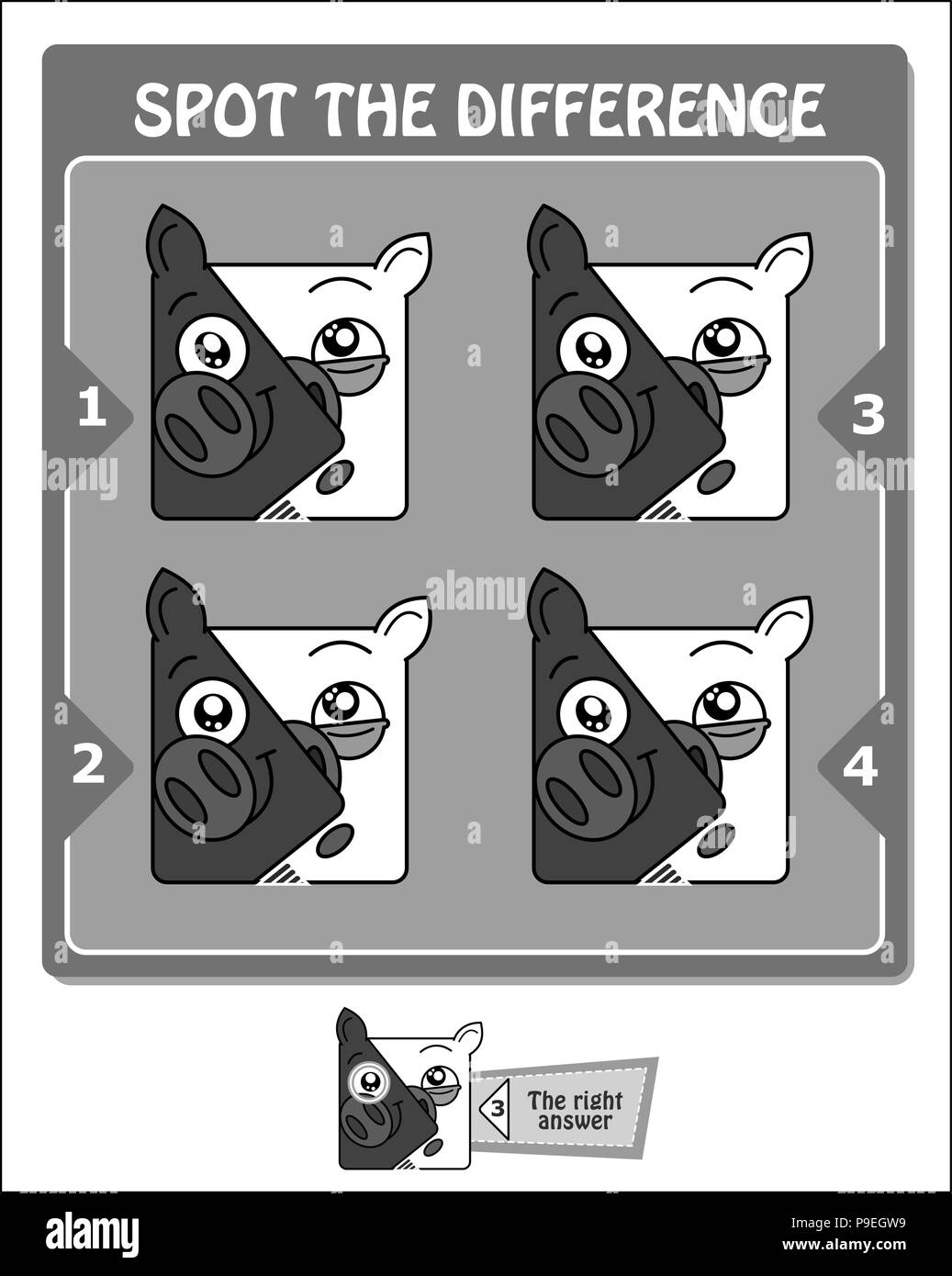 Spot the difference puzzle Black and White Stock Photos & Images - Alamy
