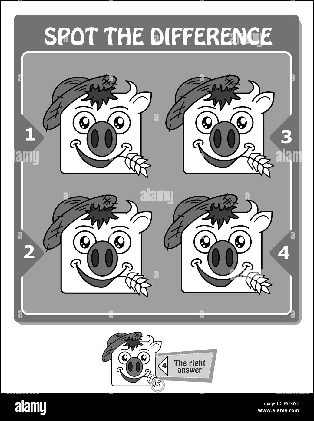 Spot the difference puzzle Black and White Stock Photos & Images - Alamy