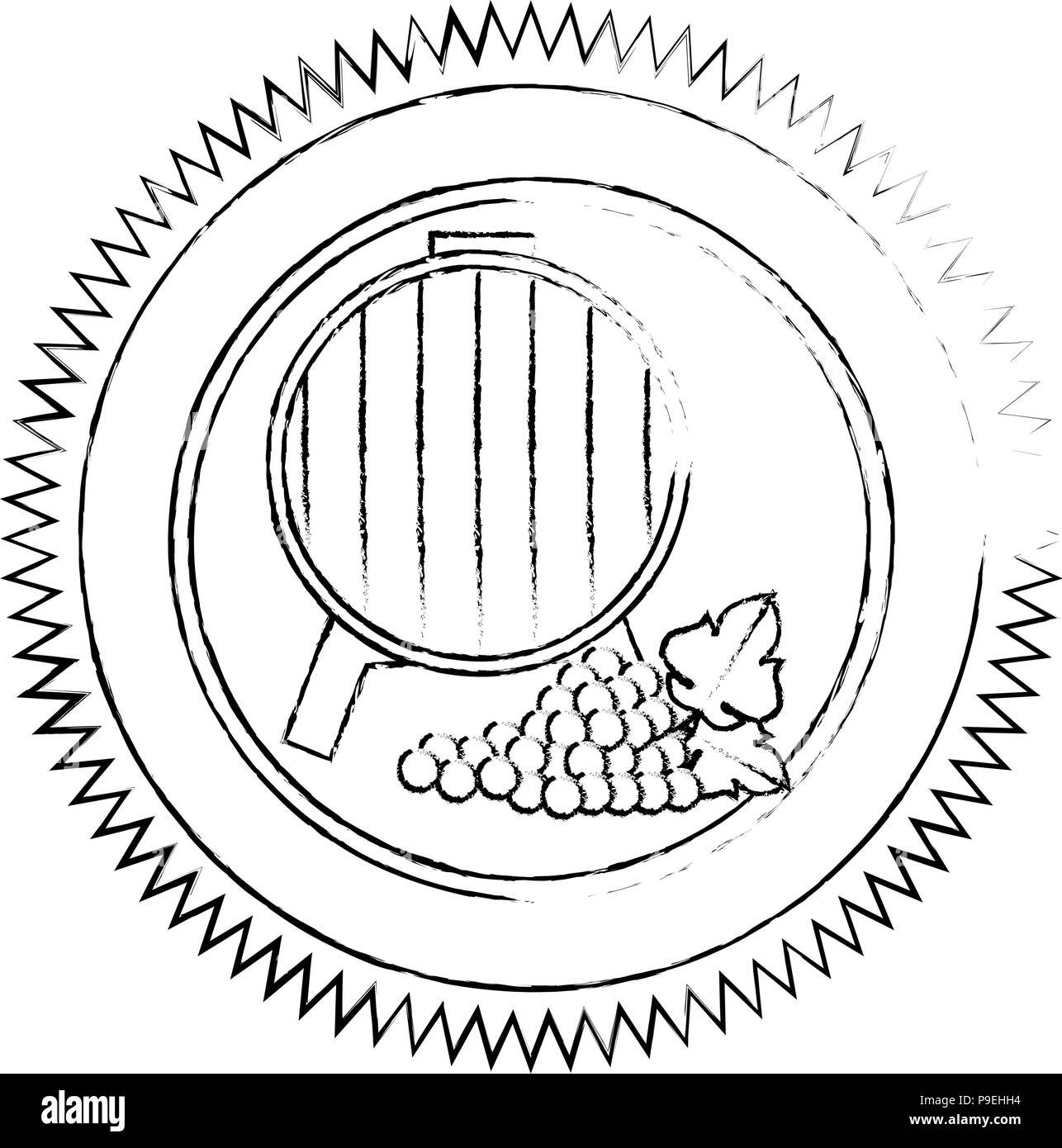 wine barrel with grapes cluster seal stamp Stock Vector Image & Art Alamy
