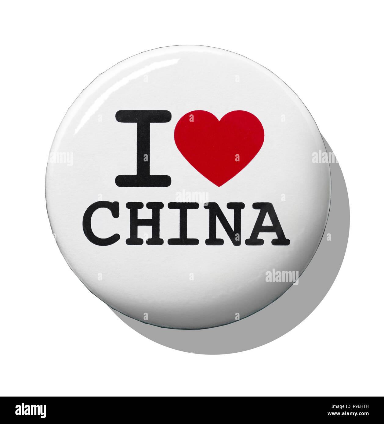 A white I love China badge Stock Photo