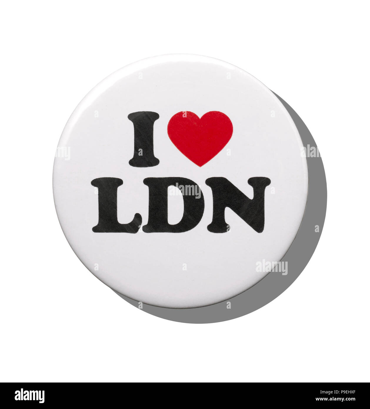 A white I love London badge Stock Photo