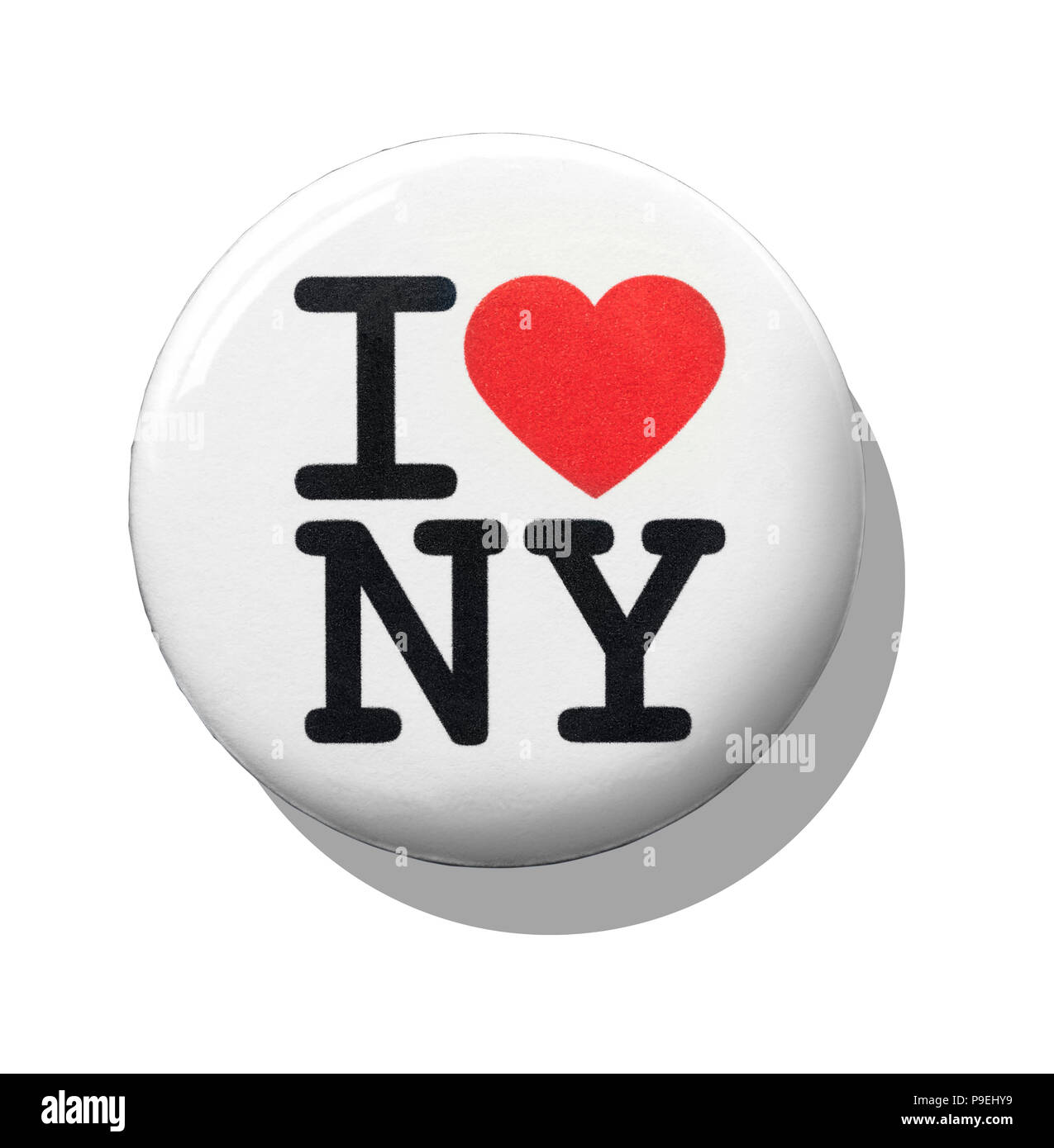 A white I love New York badge Stock Photo