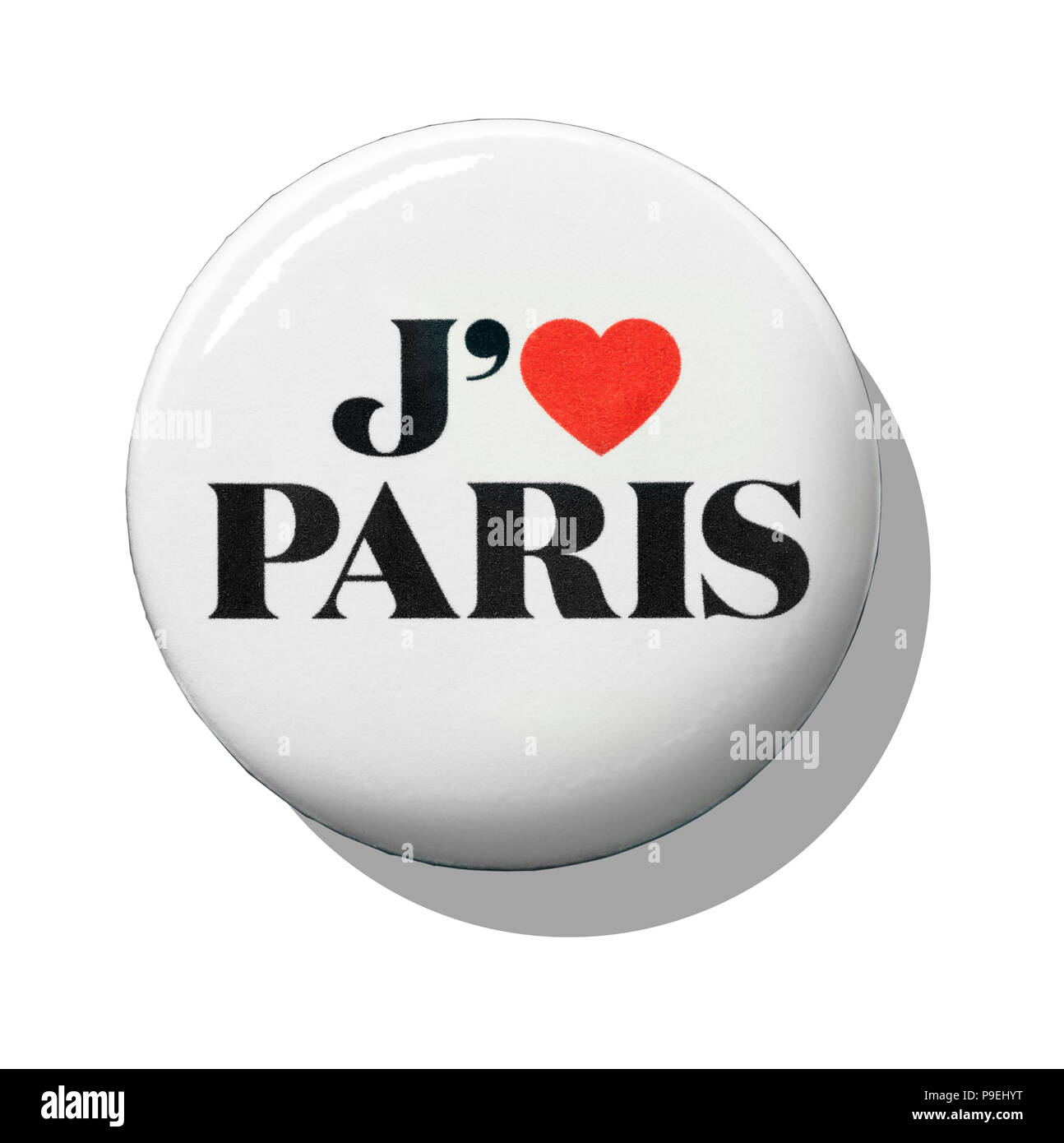 A white I love Paris badge Stock Photo