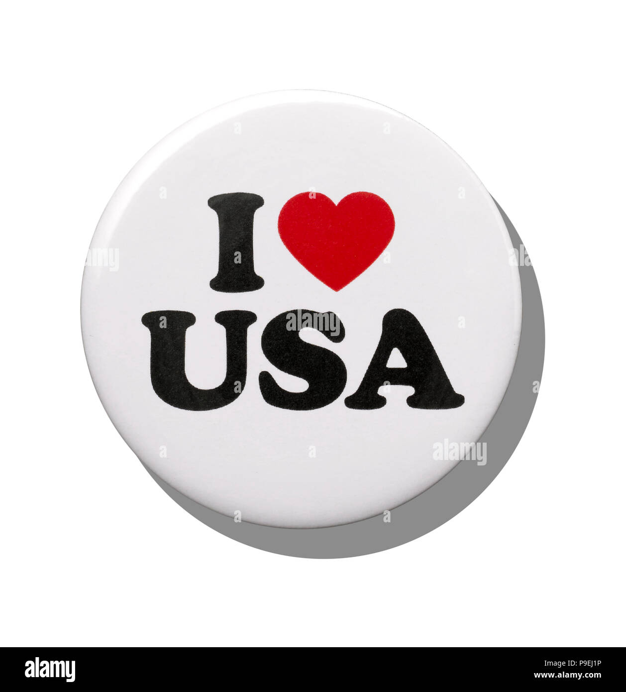 A white I love USA badge Stock Photo