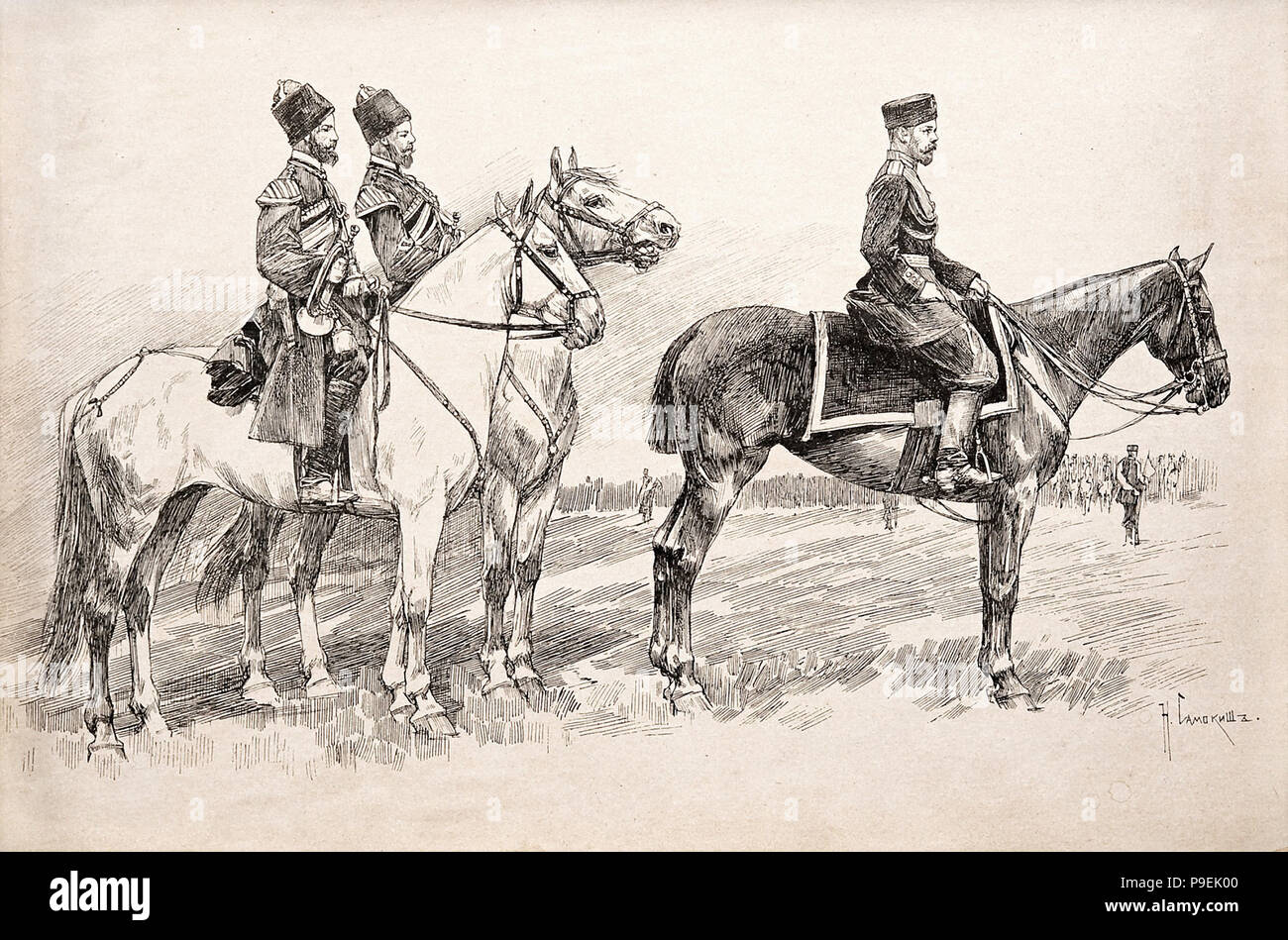 Samokish Nikolay Semyonovich Tsar Nikolai II on Horseback Stock Photo