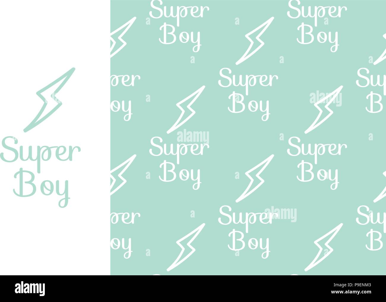 Vector Super Boy. Seamless repeating pattern isolated on pink background. Stock Vector