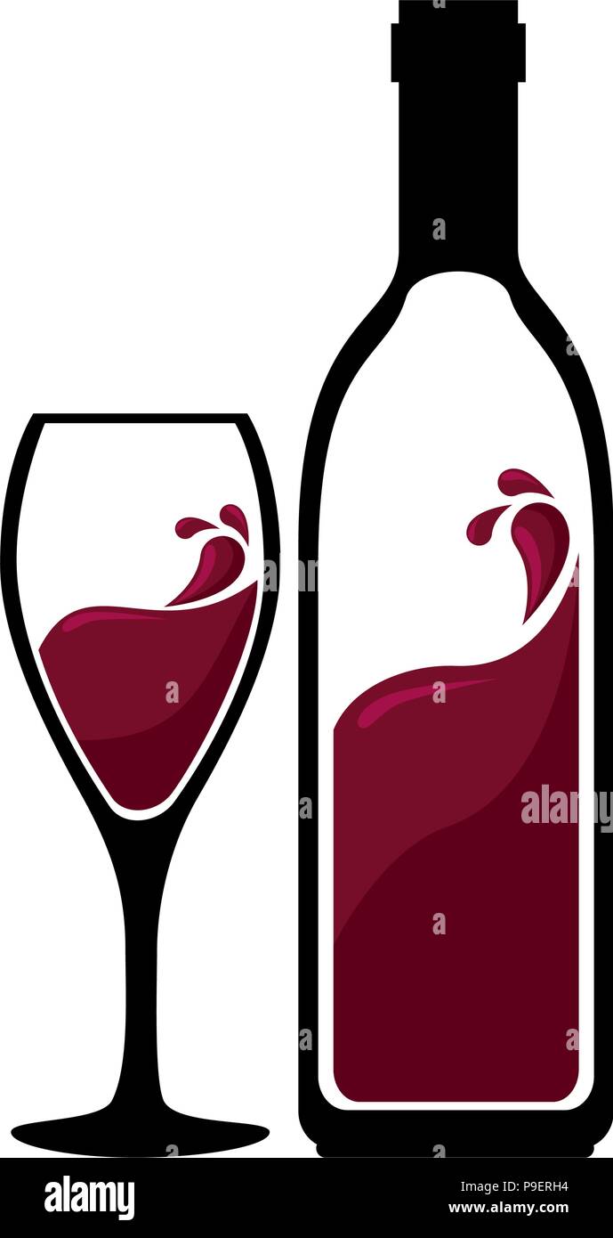 wine red bottle silhouette with cup Stock Vector Image & Art - Alamy