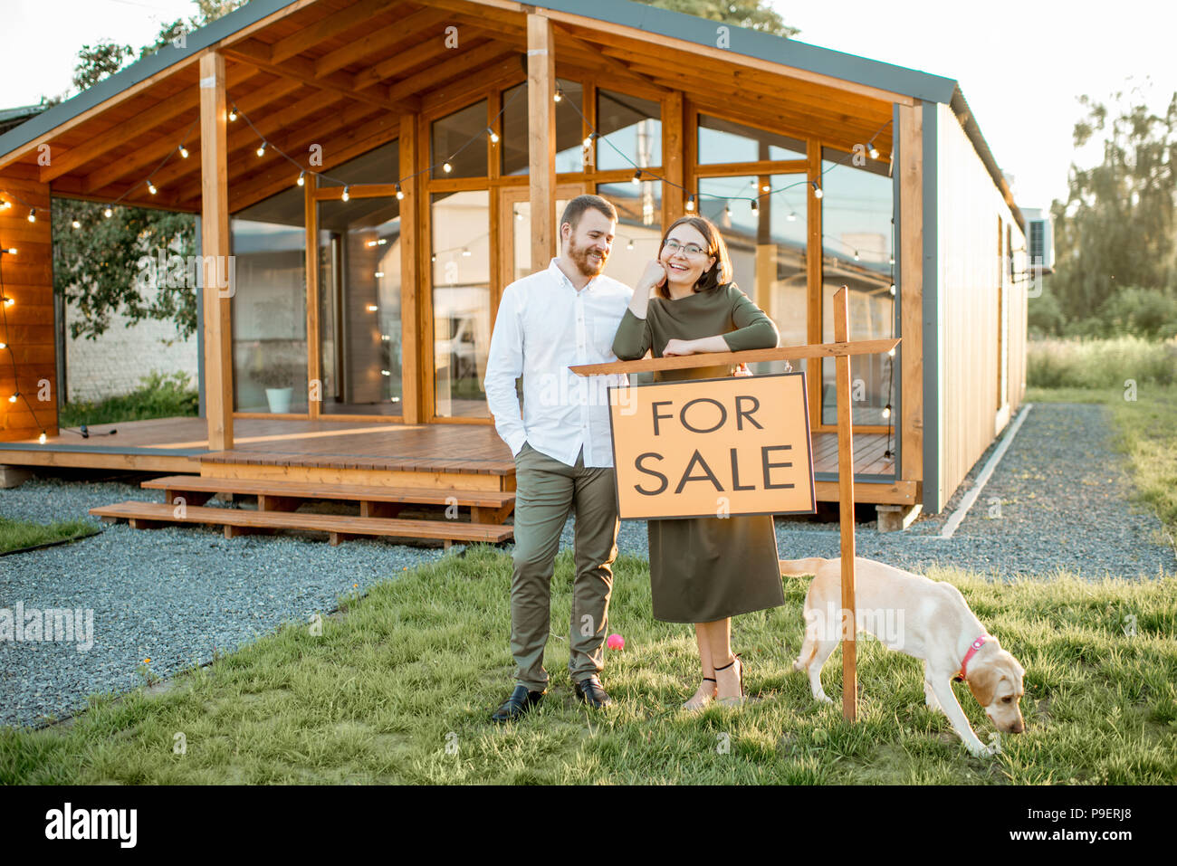 Couple selling country house Stock Photo