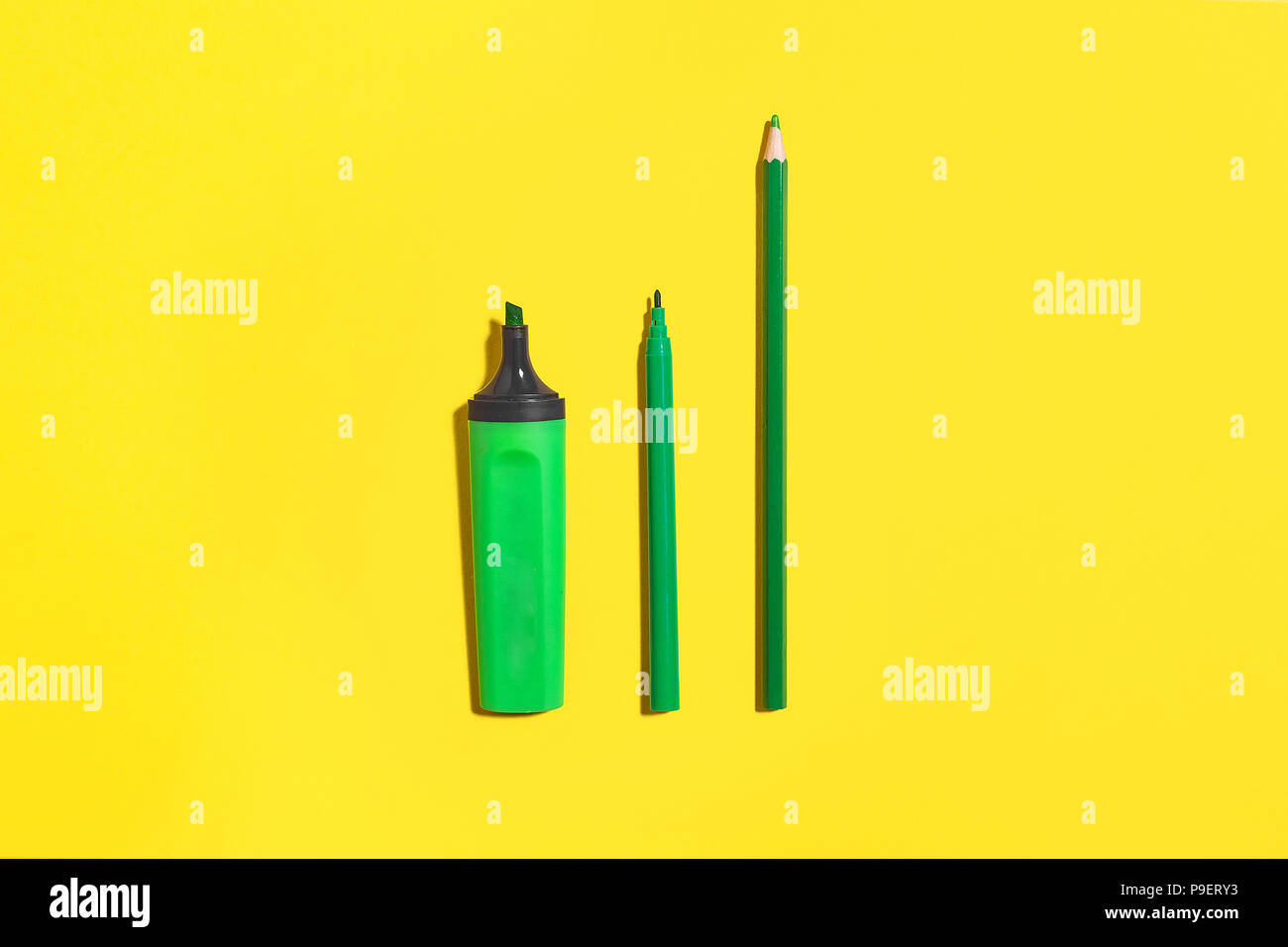 green felt pen, marker and pencil Stock Photo - Alamy
