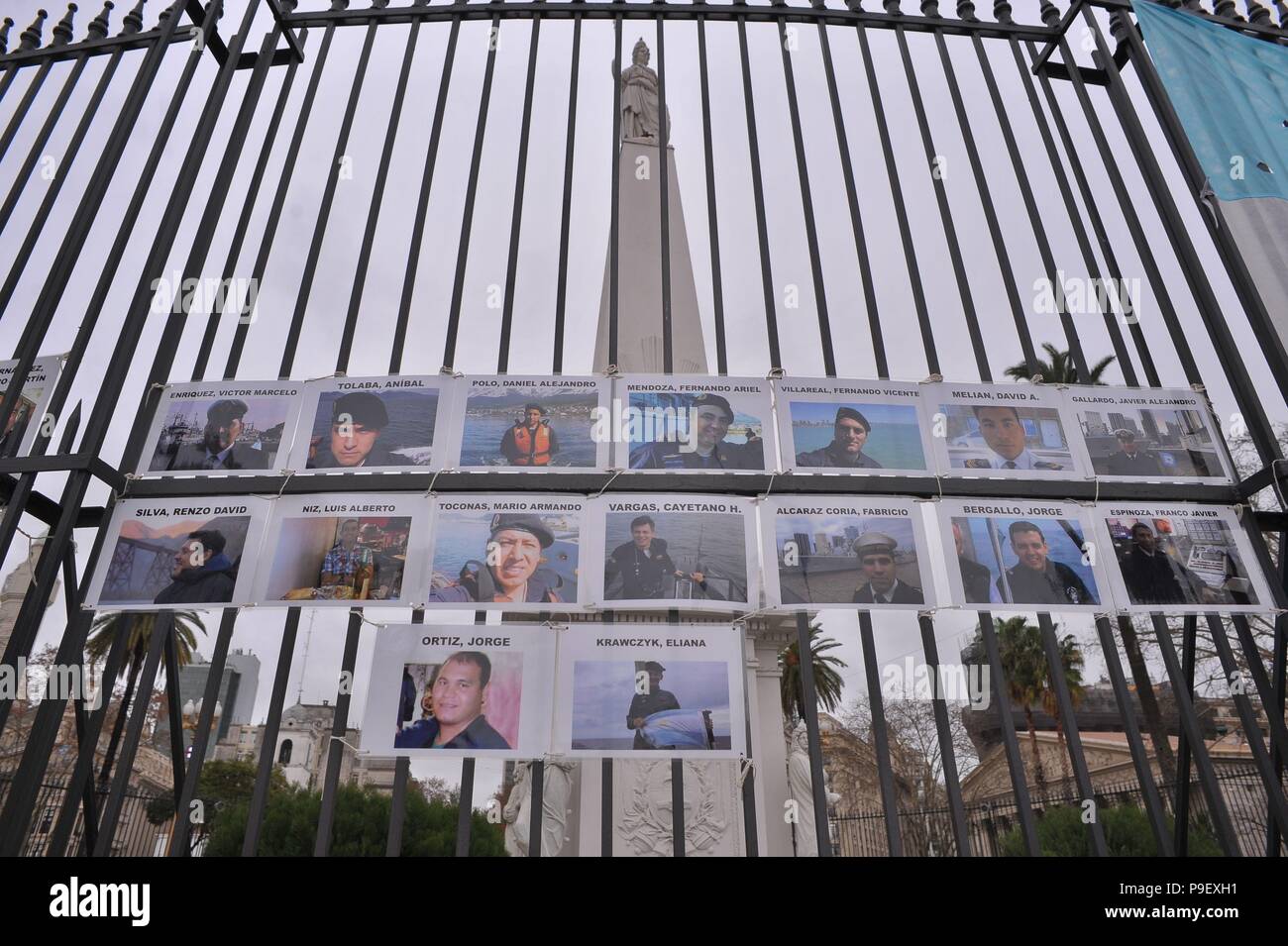 Buenos Aires, Buenos Aires, Argentina. 17th July, 2018. ARA San Juan crew  relatives camping in May Square to demand the government to speed up the  resumption of the search of the submarine