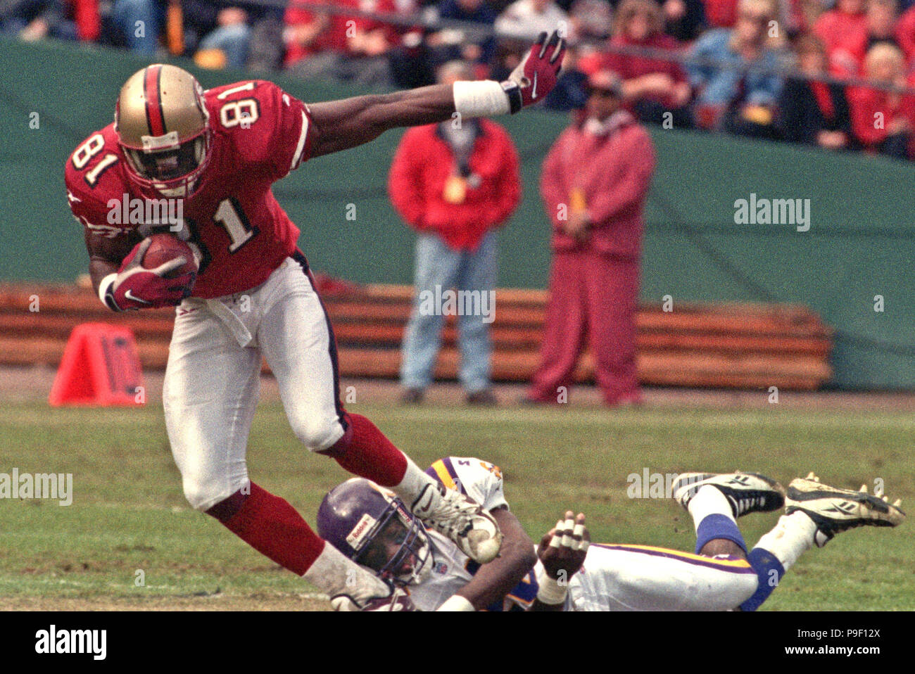 San Francisco, California, USA. 23rd Nov, 1997. San Francisco 49ers vs. San  Diego Charge at Candlestick Park Sunday, November 23, 1997. 49ers beat  Chargers 17-10. San Francisco 49ers wide receiver Iheanyi Uwaezuoke (