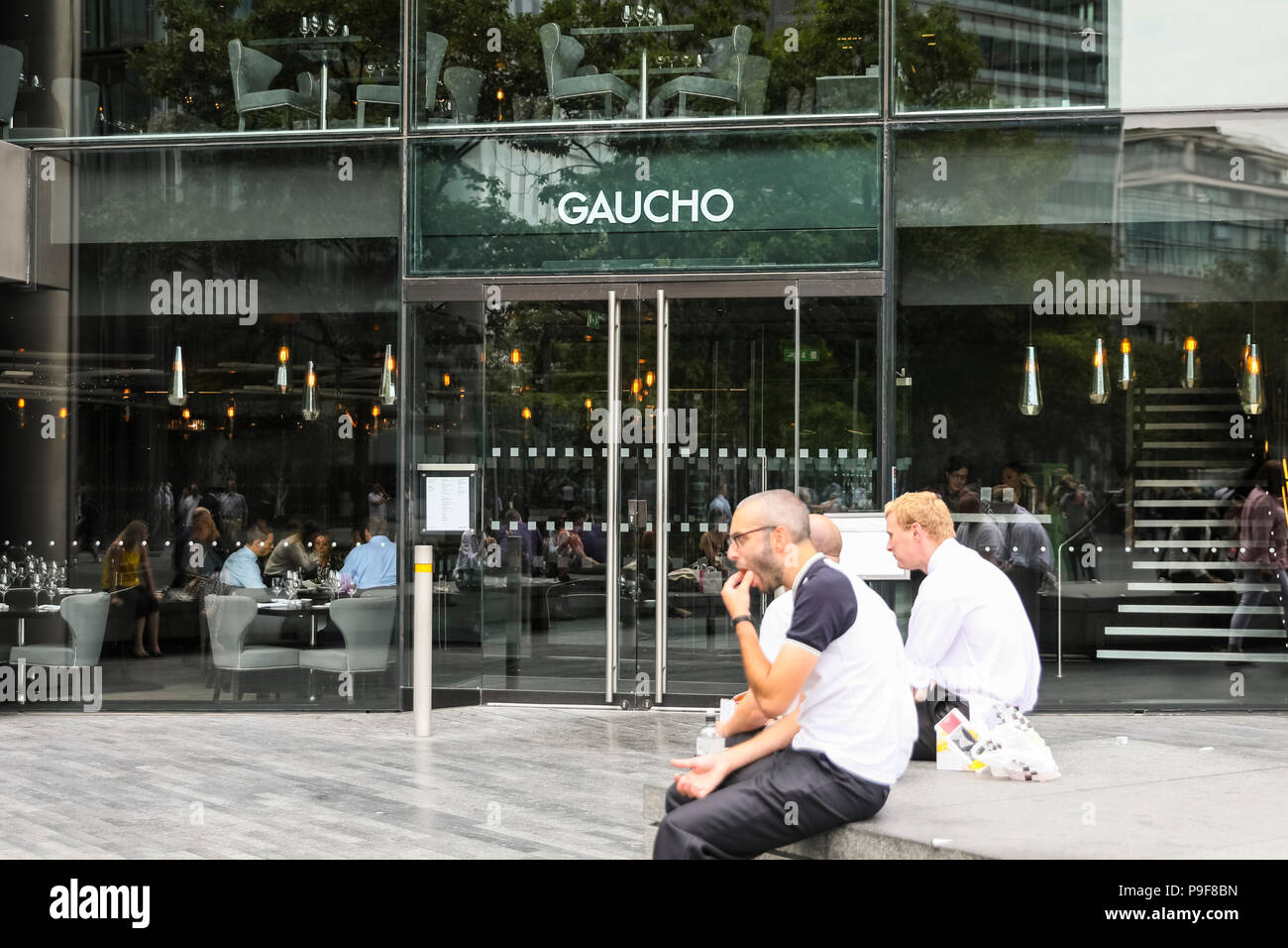 London, 18th July 2018. Pictured: Gaucho restaurant in More London near City Hall and Tower Bridge, London. Directors of the business have reportedly filed a note of intent to appoint administrators, if a financial rescue solution cannot be found, this follows repeated attempts to find a buyer for the business, which includes the Argentinean themed restaurants Gaucho, as well as Cau chain. Credit: Imageplotter News and Sports/Alamy Live News Stock Photo