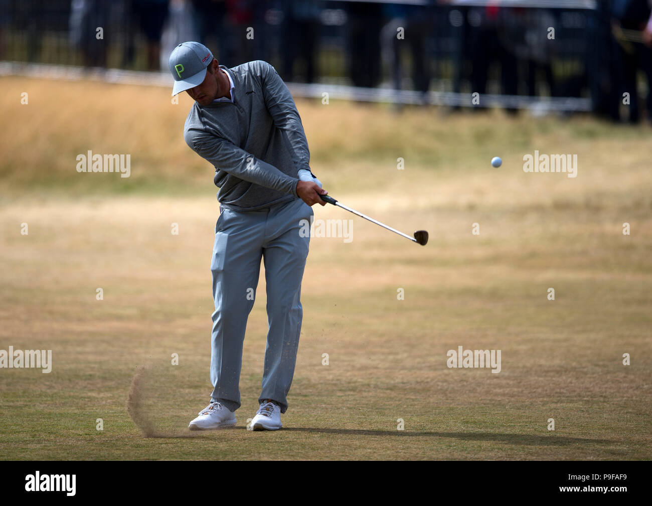 Carnoustie Golf Links, Angus, UK. 18th July, 2018. The 147th Open Golf  Championship, practice day; Bryson Dechambeau (USA) pitches over the Barry  Burn at the final hole Credit: Action Plus Sports/Alamy Live