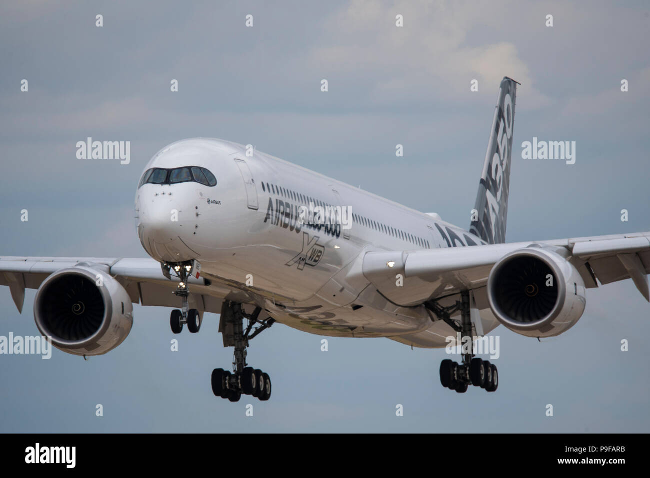 Airbus A350 -1000 airliner jet plane Farnborough Airport, Hampshire, UK. Farnborough International Airshow 2018.  Aerospace trade event Stock Photo