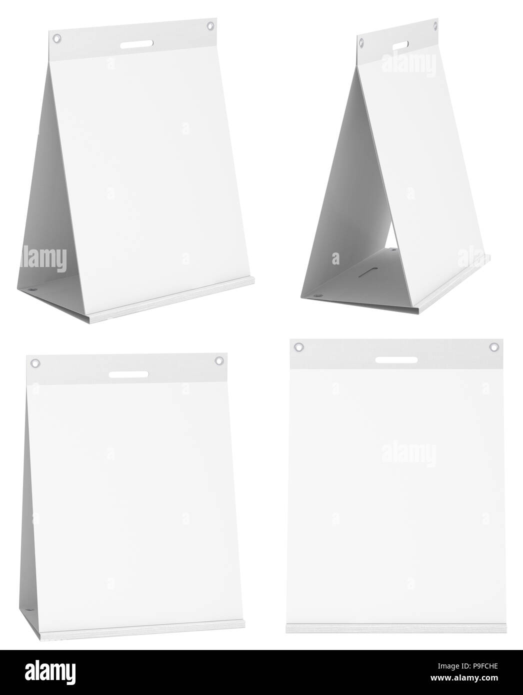 Set of blank tabletop selfstick flipchart pad on white background. 3d