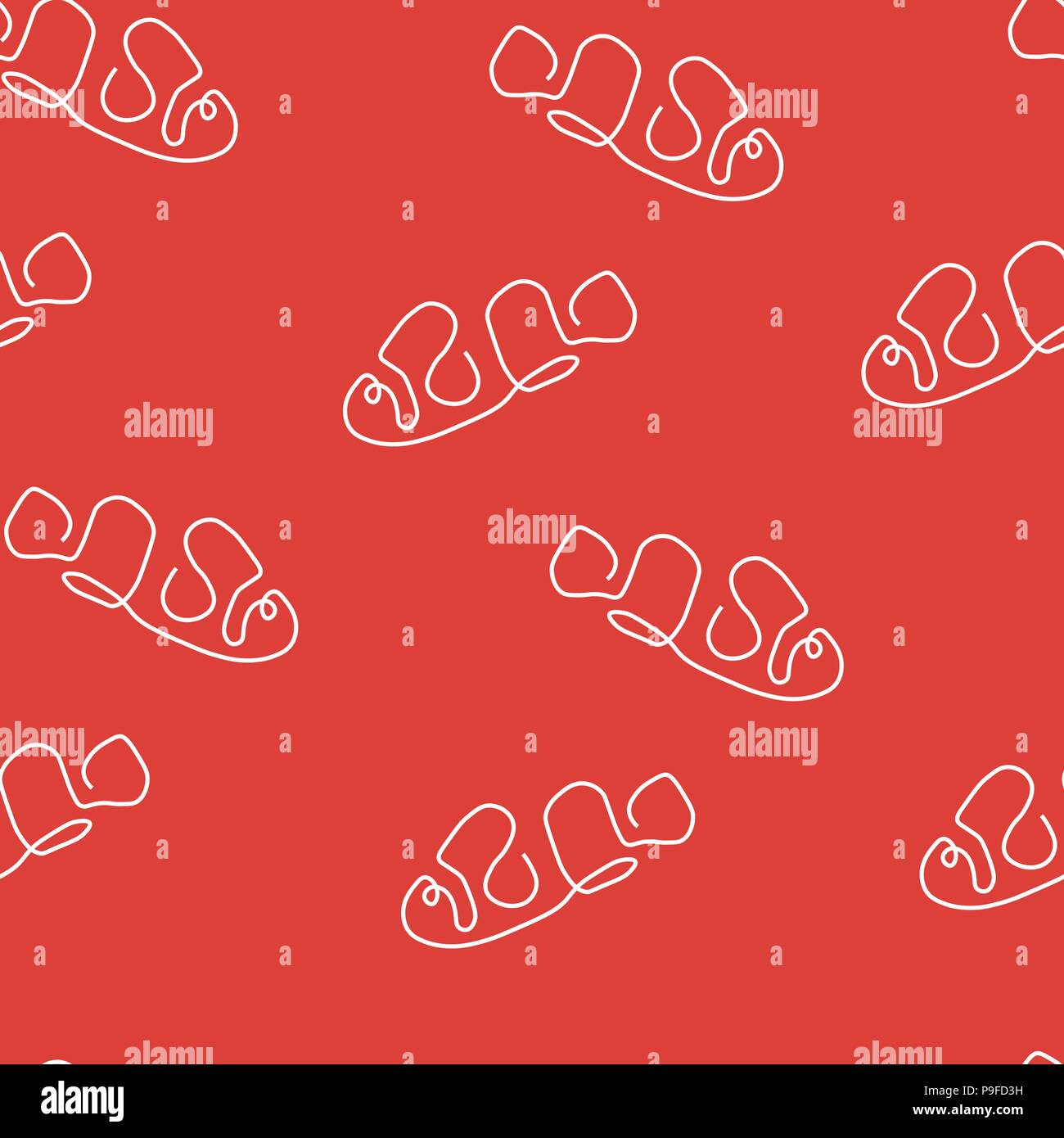 Clown fish animal pattern seamless. Vector illustration. Red background. Stock Vector