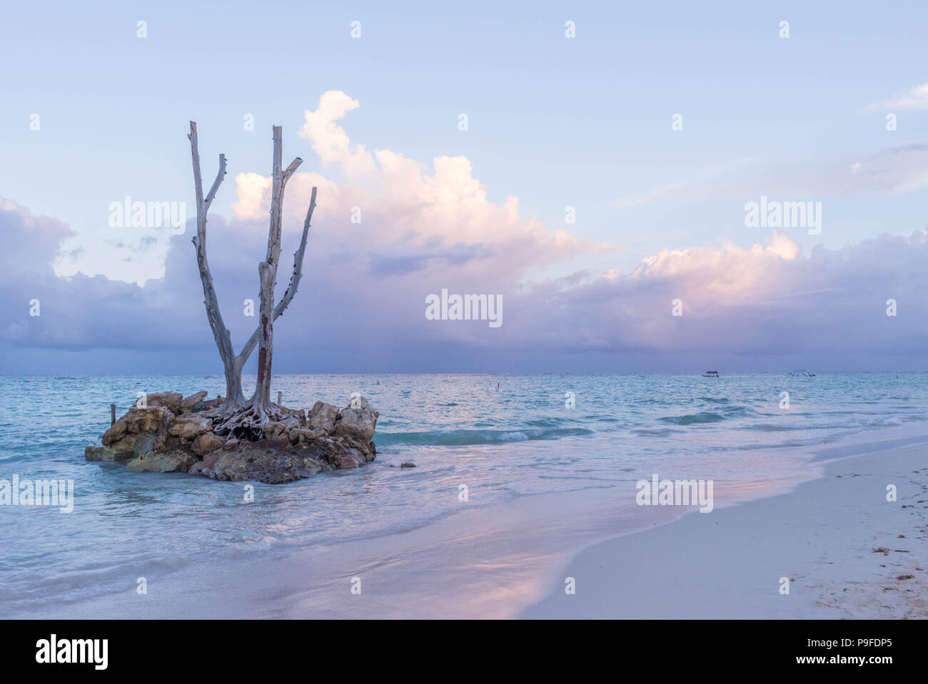 Colorful dusk in Punta Cana. Stock Photo