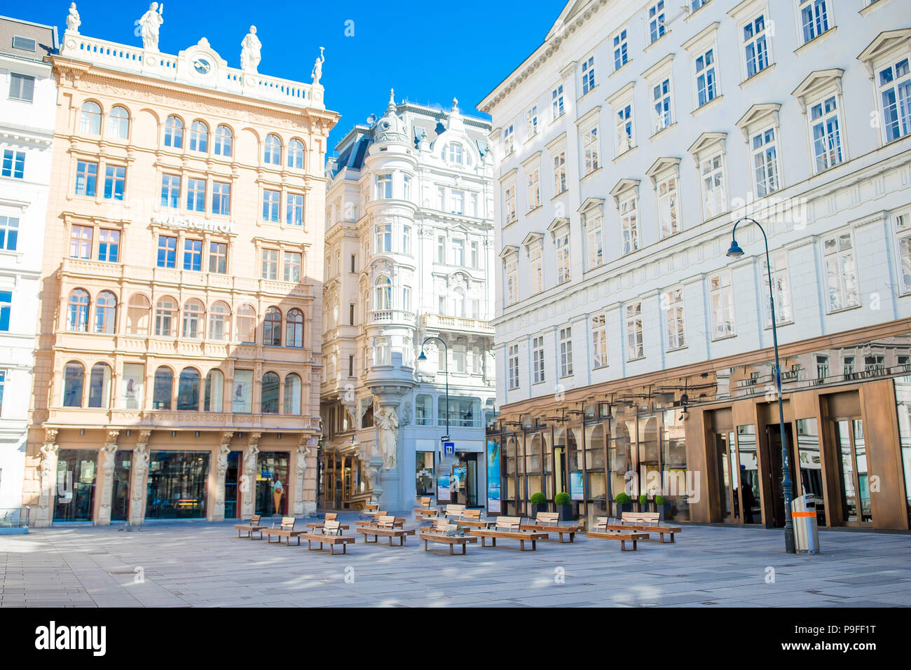 Beautiful architecture in the old city in Vienna. Stock Photo