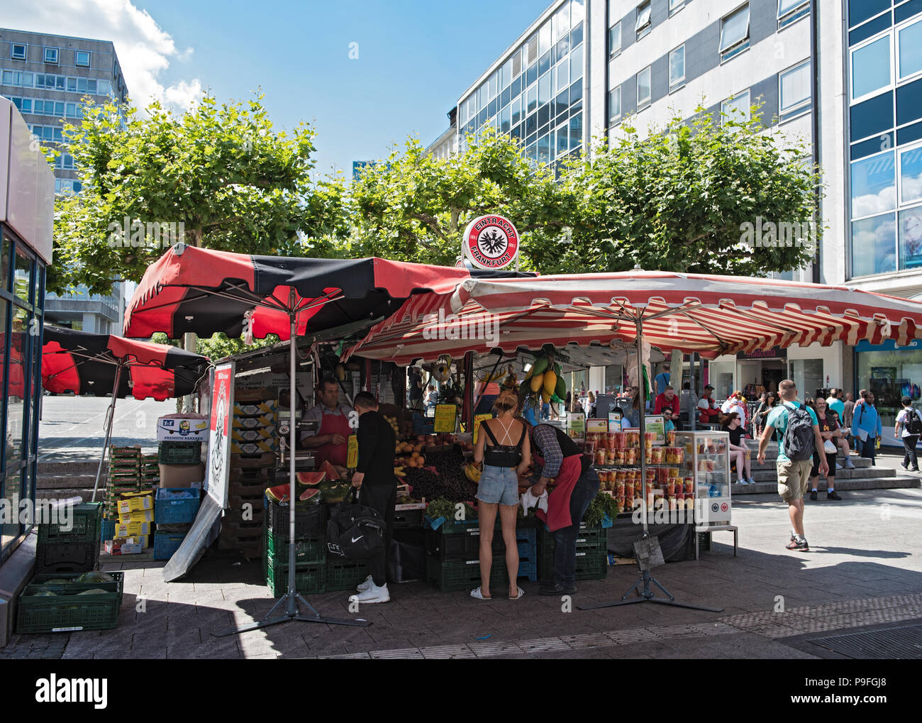 Fruit and vegetable stall at the konstabler wache, frankfurt am main, germany. Stock Photo