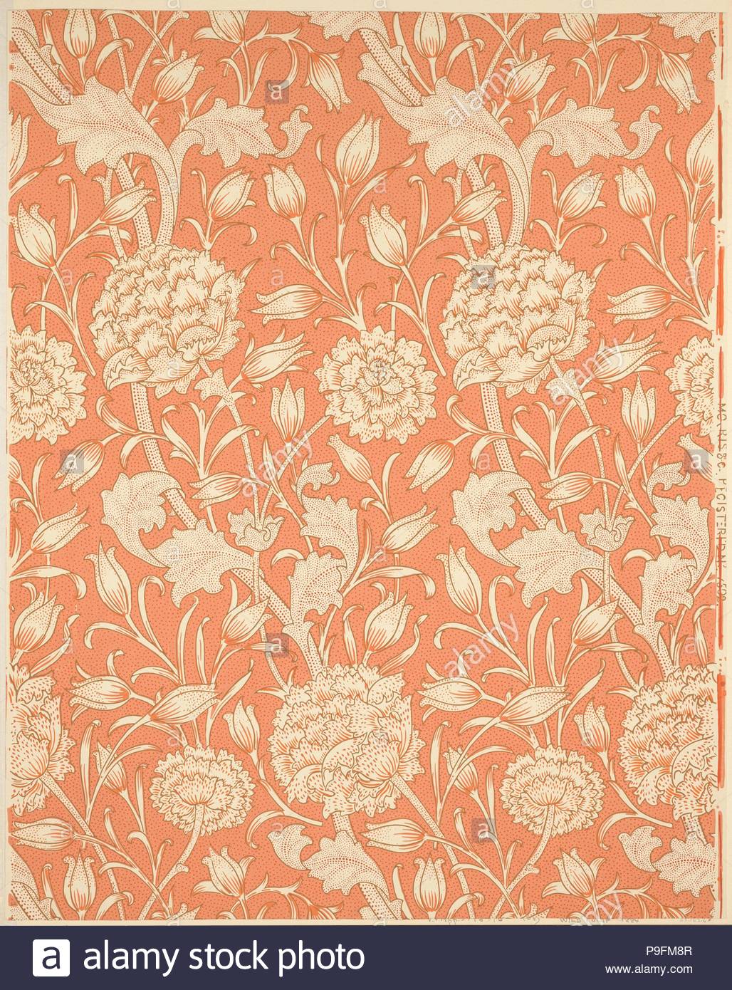 Wild Tulip designed 1884 Block printed wallpaper Sheet 27 x 21 Wild Tulip designed 1884 Block printed wallpaper Sheet 27 x 21