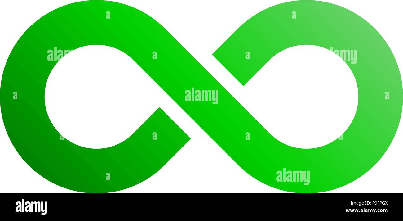infinity symbol green - gradient with discontinuation - isolated - vector illustration Stock Vector