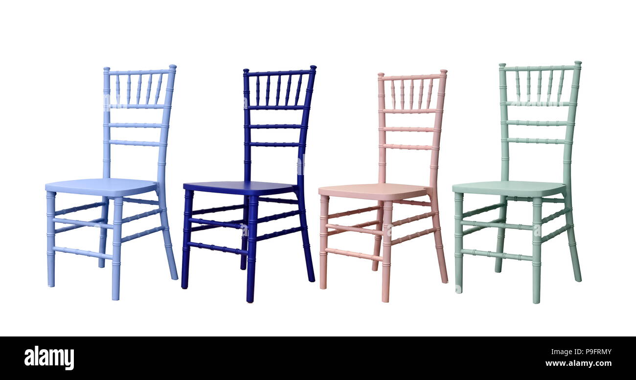 colorful wooden party chairs Stock Photo Alamy