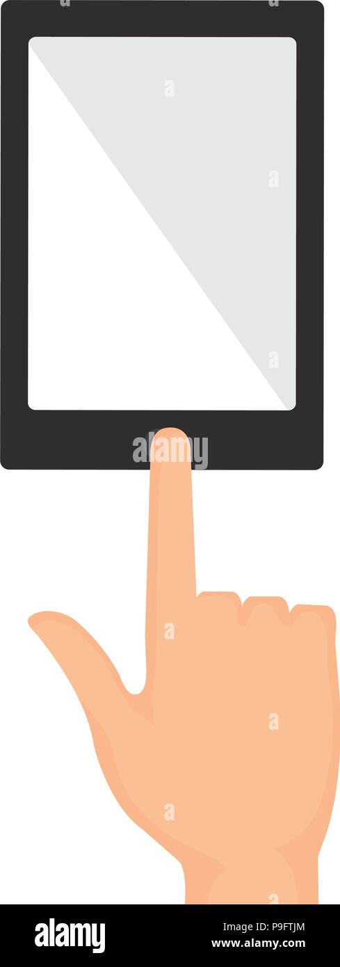 hand human with smartphone device isolated icon Stock Vector Image ...