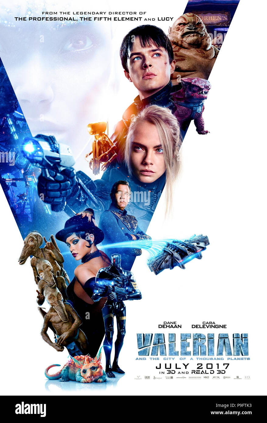 Valerian and the City of a Thousand Planets (2017) directed by Luc Besson and starring Dane DeHaan, Cara Delevingne, Clive Owen and Rihanna. No expense spared big screen adaptation of the French comic book series Valérian and Laureline. Stock Photo