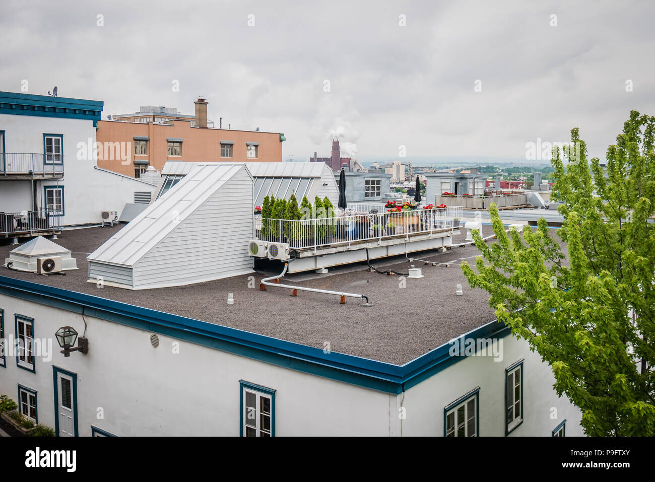 rooftop of a house in quebec city Stock Photo