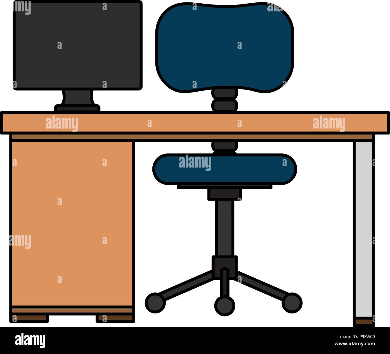 office workplace with desk and desktop scene Stock Vector Image & Art