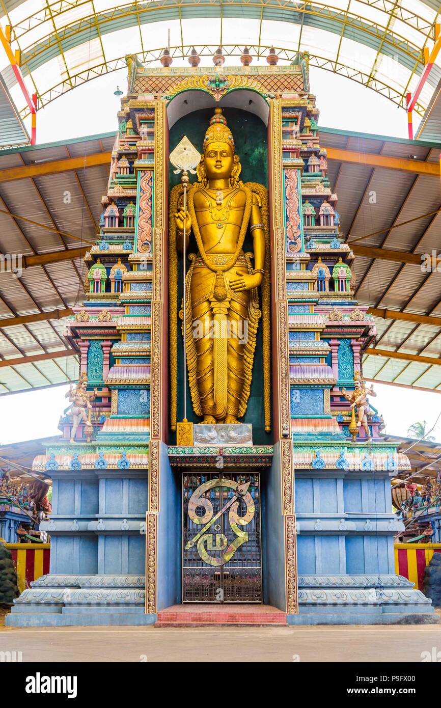 Chilaw, Sri Lanka - July, 25, 2017;The facade statue- the golden Stock Photo